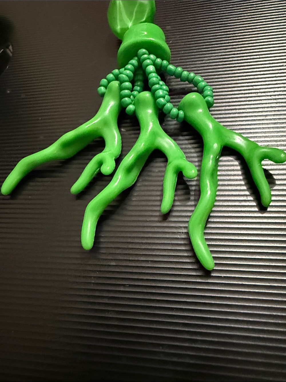 Green Coral Branch Statement Earrings - Picture 4 of 4
